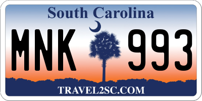 SC license plate MNK993