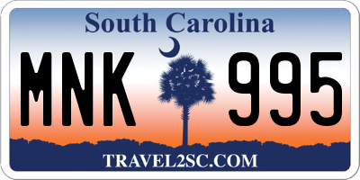 SC license plate MNK995