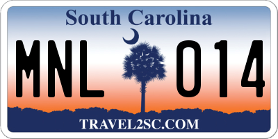 SC license plate MNL014