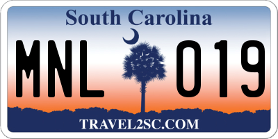 SC license plate MNL019