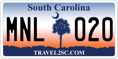 SC license plate MNL020