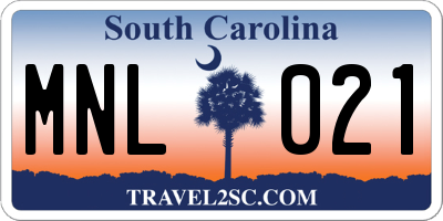 SC license plate MNL021