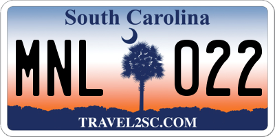 SC license plate MNL022