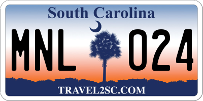 SC license plate MNL024