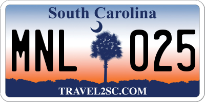 SC license plate MNL025