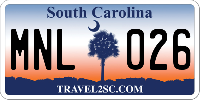 SC license plate MNL026