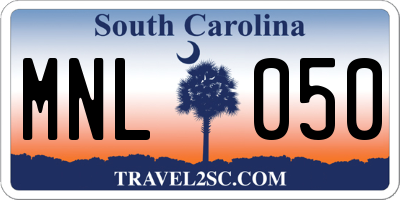 SC license plate MNL050