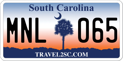 SC license plate MNL065