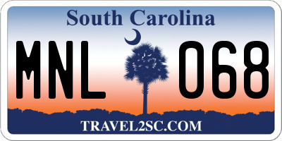 SC license plate MNL068