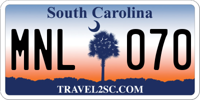 SC license plate MNL070