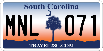 SC license plate MNL071