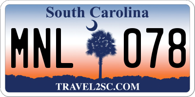 SC license plate MNL078