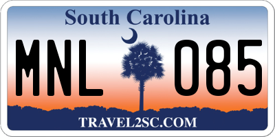 SC license plate MNL085