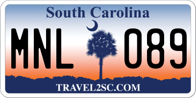 SC license plate MNL089