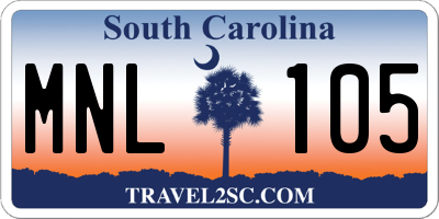 SC license plate MNL105