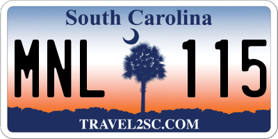 SC license plate MNL115