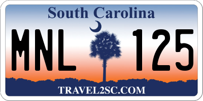 SC license plate MNL125
