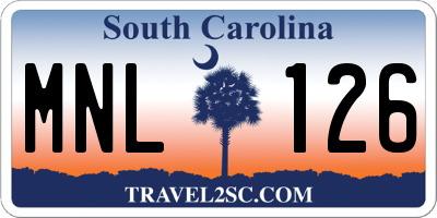 SC license plate MNL126