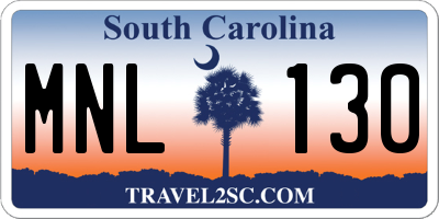 SC license plate MNL130