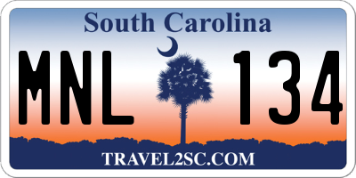SC license plate MNL134