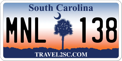 SC license plate MNL138