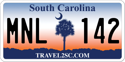 SC license plate MNL142