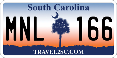 SC license plate MNL166