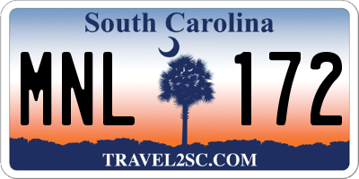 SC license plate MNL172