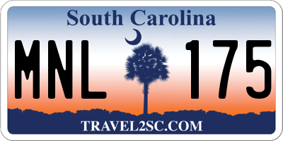 SC license plate MNL175