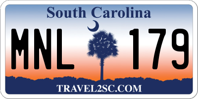 SC license plate MNL179