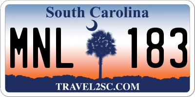 SC license plate MNL183