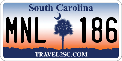 SC license plate MNL186