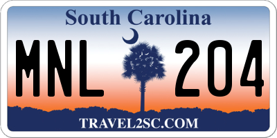 SC license plate MNL204