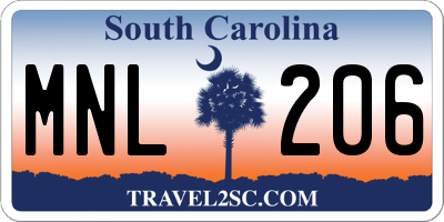 SC license plate MNL206