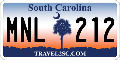 SC license plate MNL212