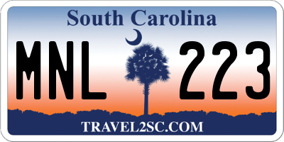 SC license plate MNL223