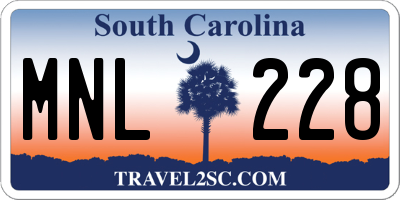 SC license plate MNL228