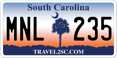 SC license plate MNL235