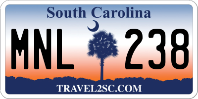 SC license plate MNL238