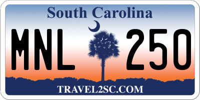 SC license plate MNL250