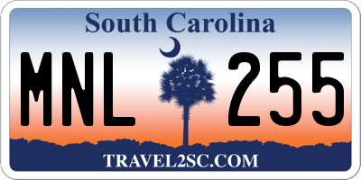 SC license plate MNL255