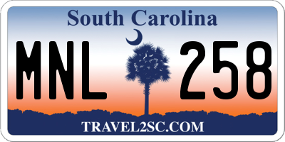 SC license plate MNL258