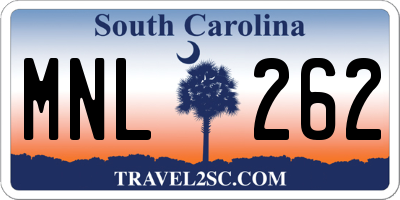 SC license plate MNL262
