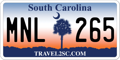 SC license plate MNL265