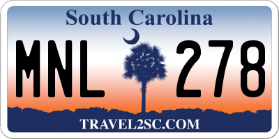 SC license plate MNL278