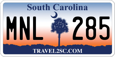 SC license plate MNL285