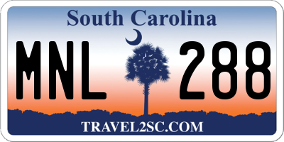 SC license plate MNL288