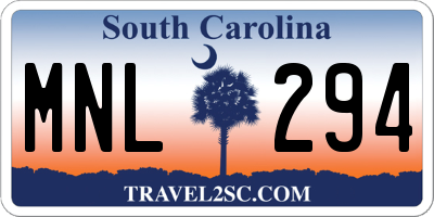 SC license plate MNL294