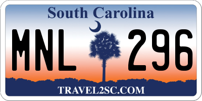 SC license plate MNL296