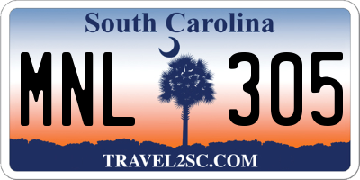 SC license plate MNL305